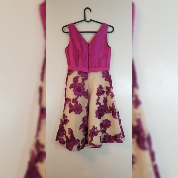 Orchid Floral Fancy Party Cocktail Dress - Picture 2 of 5